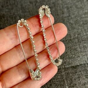 Set/2 SILVER Rhinestone Safety Pins for Clothing, Scarves, Sparkly